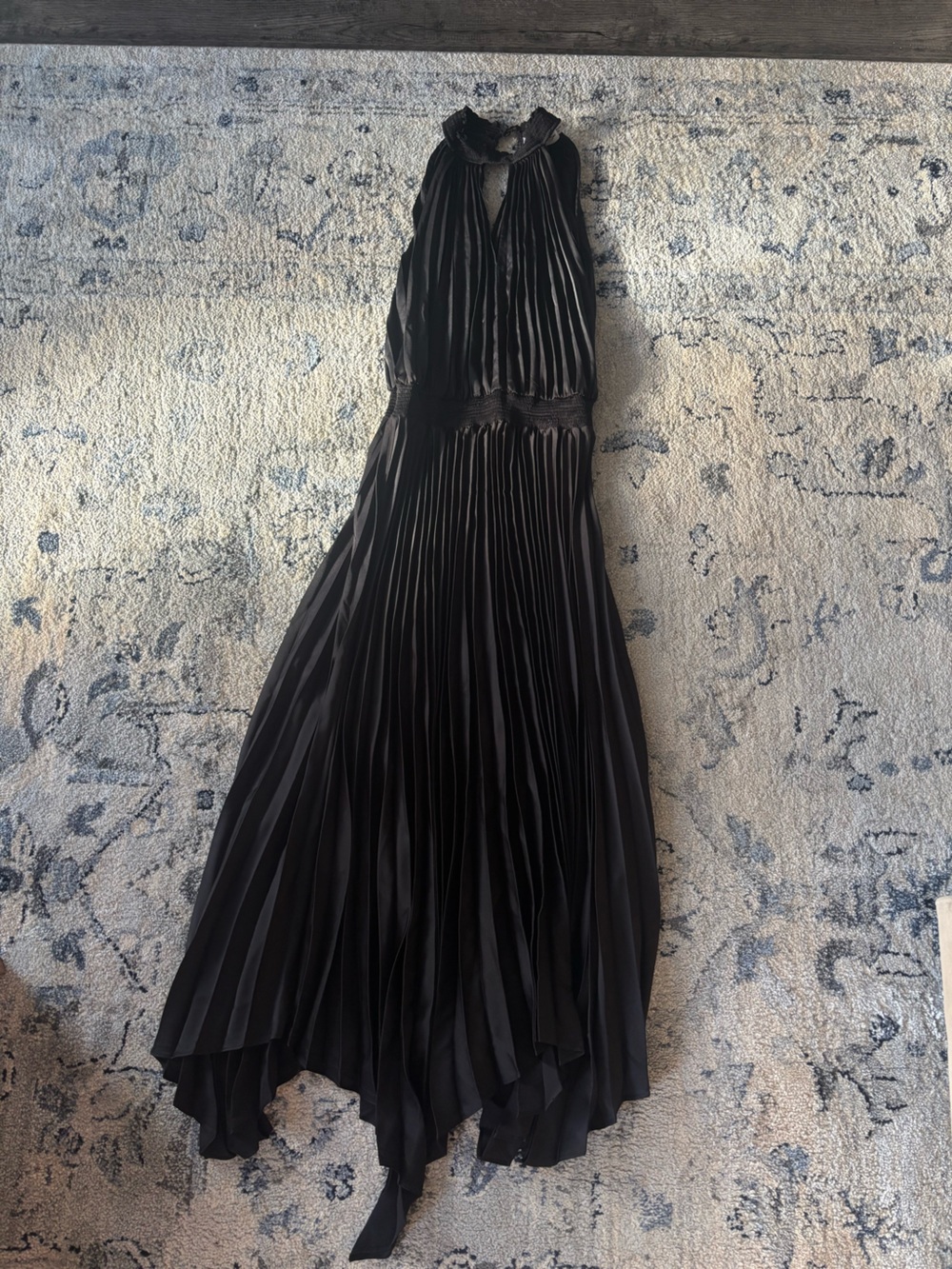Petal & Pup Black Pleated Maxi Dress with Ruffle Neck